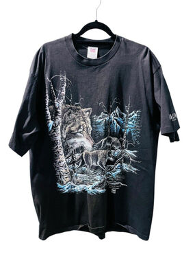 Stand Out WOLF Vintage 1995 Short Sleeve Tee Shirt Size XX Large Winter Woods